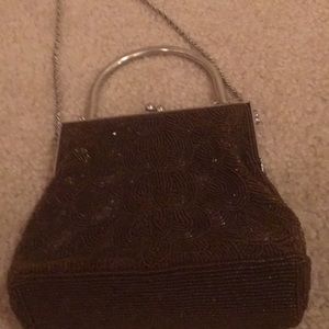 Brown beaded purse exquisite hide a way straps